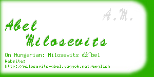 abel milosevits business card